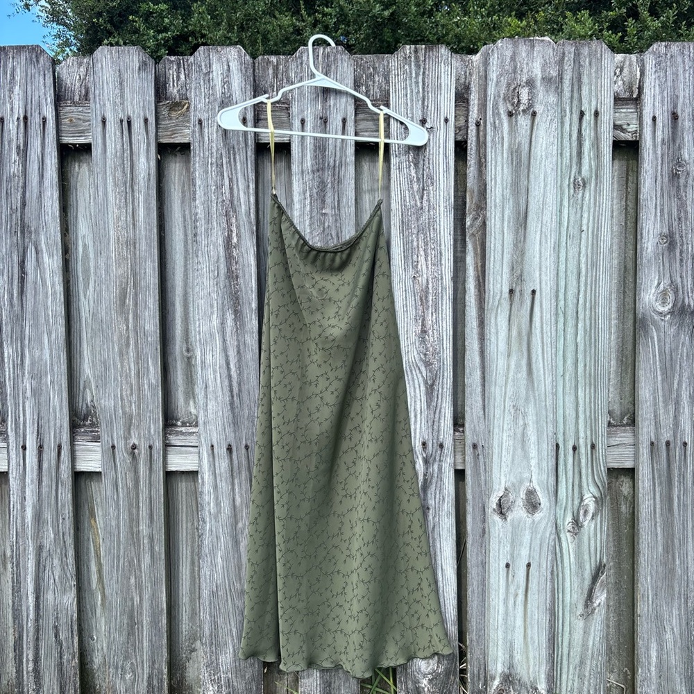Vintage Olive Green floral skirt